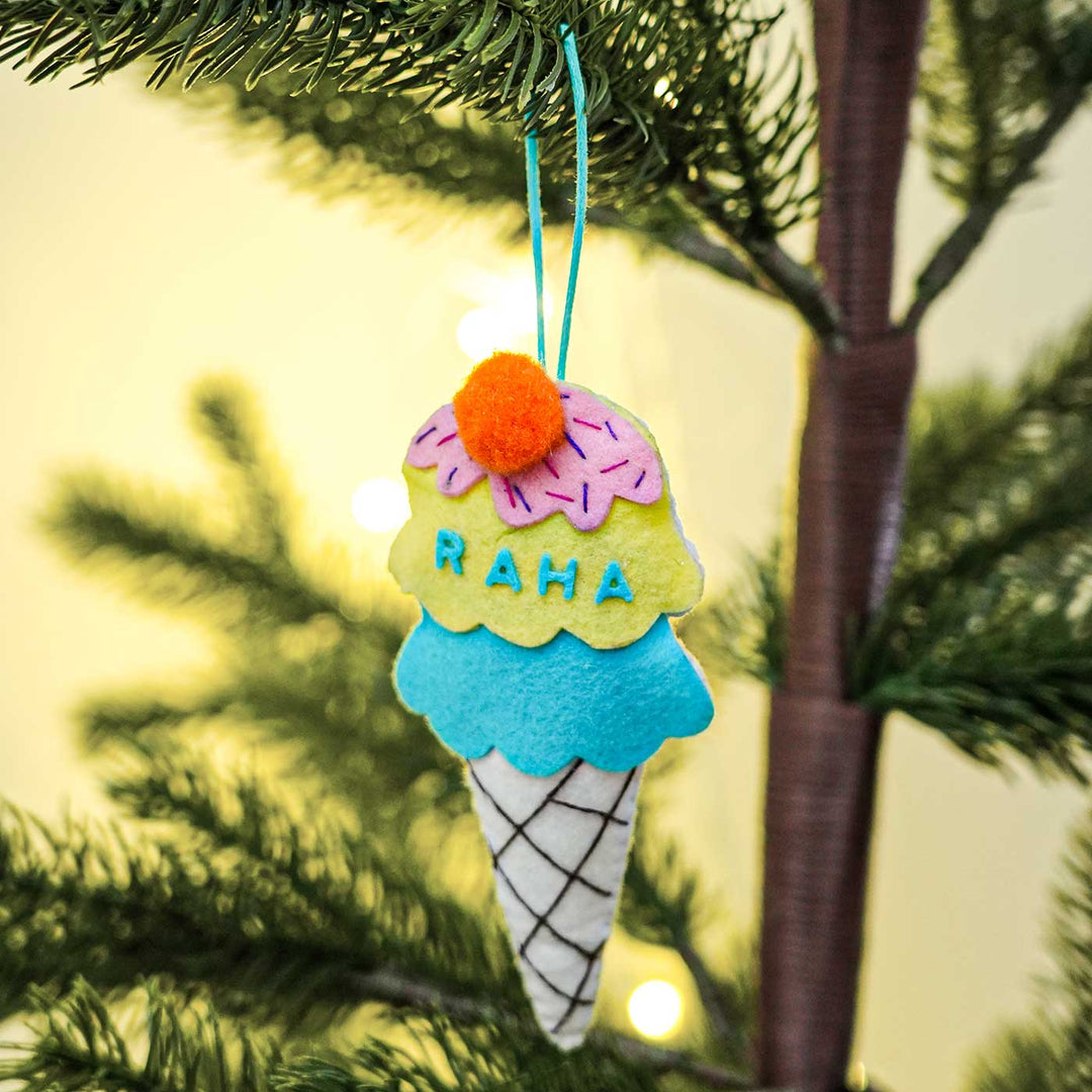 Personalized Icecream Kids Felt Ornament For Christmas Tree Decoration