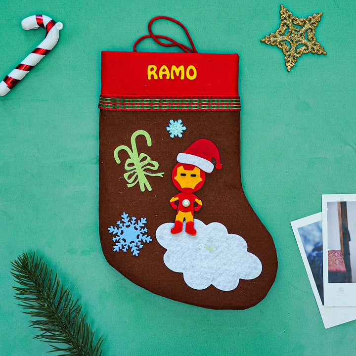 Personalized Iron Man Felt Stockings For Christmas Decoration