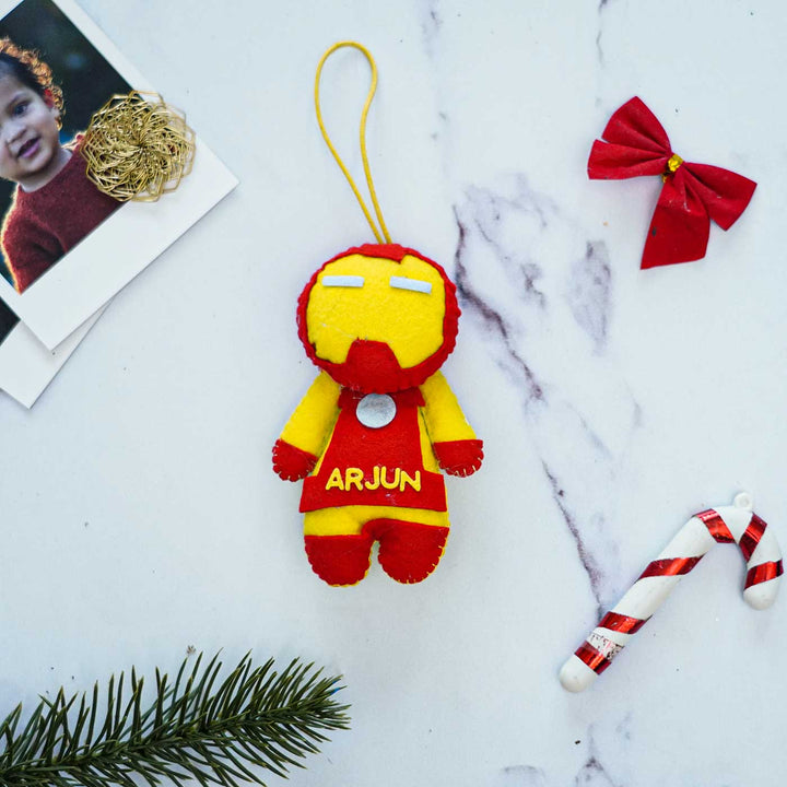 Personalized Ironman Kids Felt Ornament For Christmas Tree Decoration