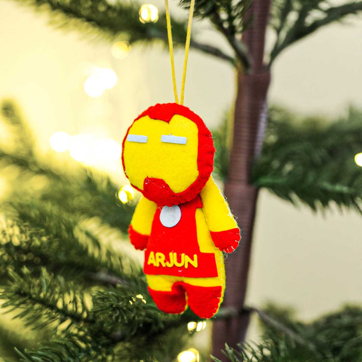 Personalized Ironman Kids Felt Ornament For Christmas Tree Decoration