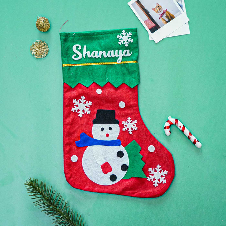 Personalized Jolly Snowman Velvet Stockings For Christmas Decoration