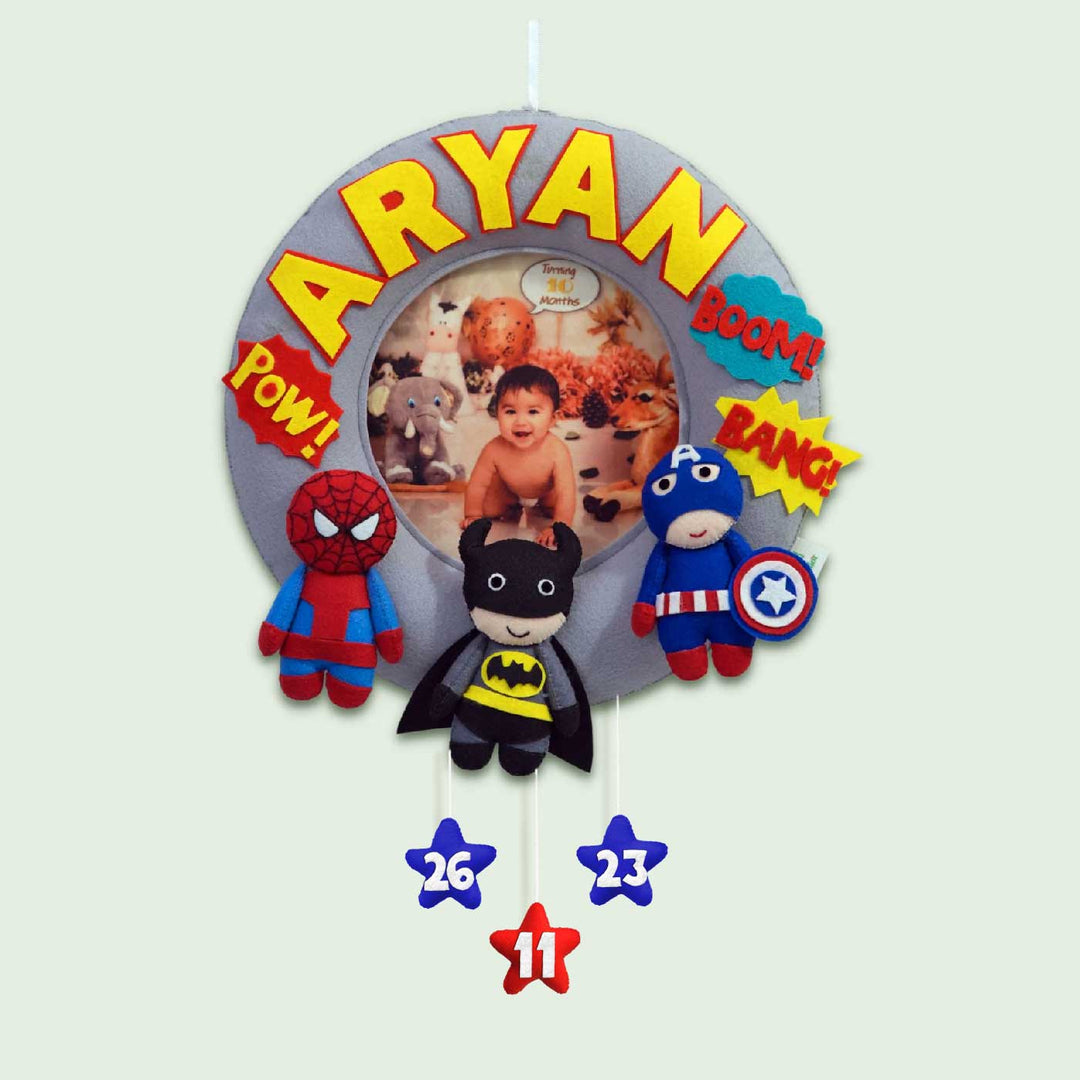 Photo Personalized Kid's Superhero Theme Felt Nameplate