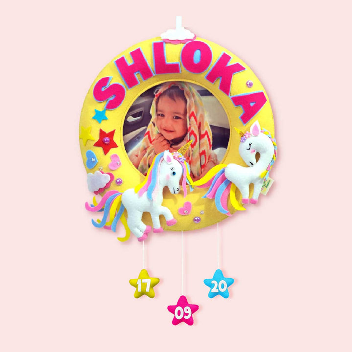 Photo Personalized Kid's Unicorn Theme Felt Nameplate