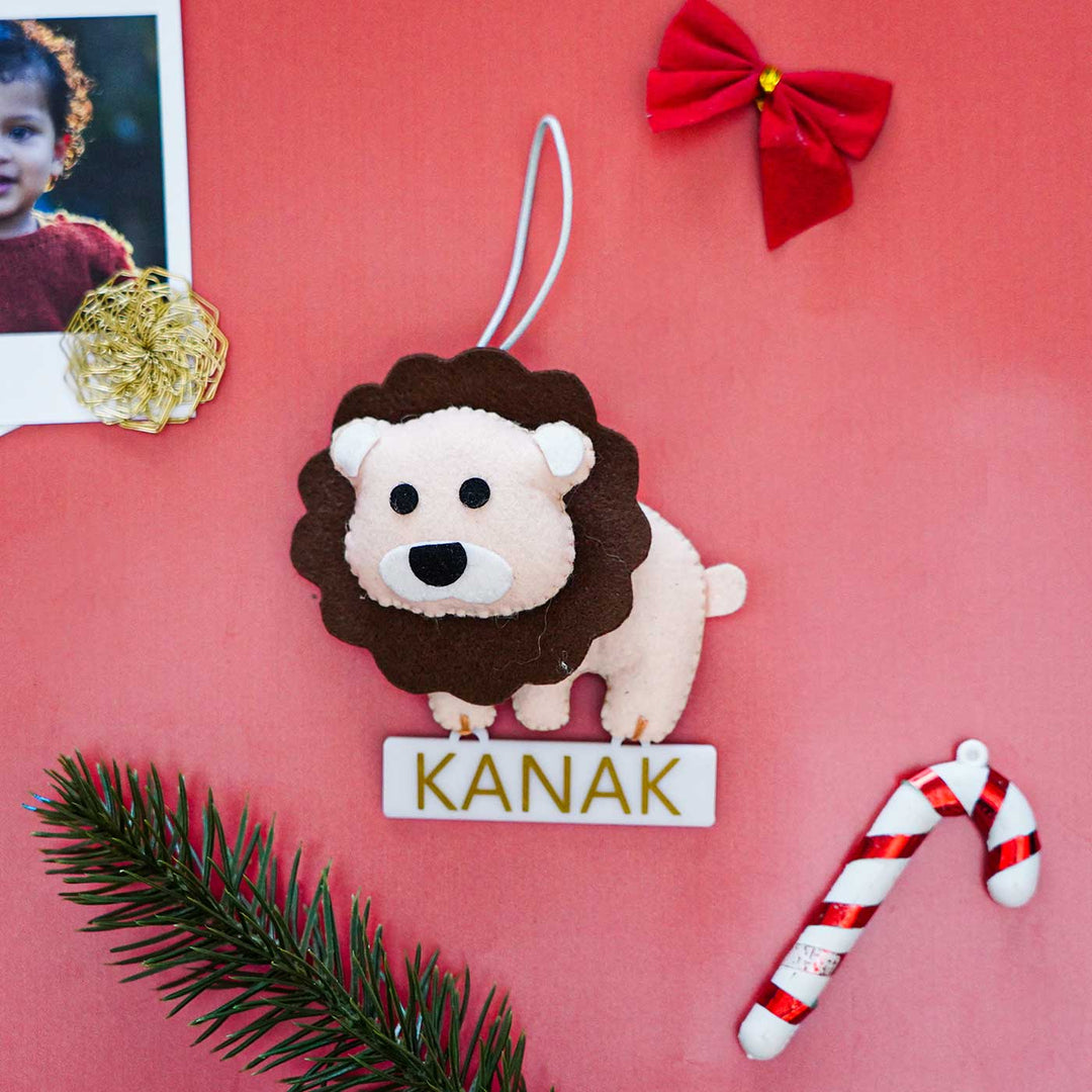 Personalized Lion Kids Felt Ornament For Christmas Tree Decoration