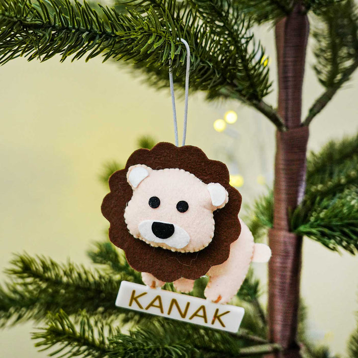 Personalized Lion Kids Felt Ornament For Christmas Tree Decoration