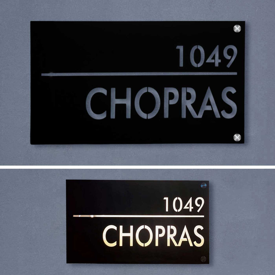 Personalized Waterproof Black Laser Cut Metal LED Name Plate