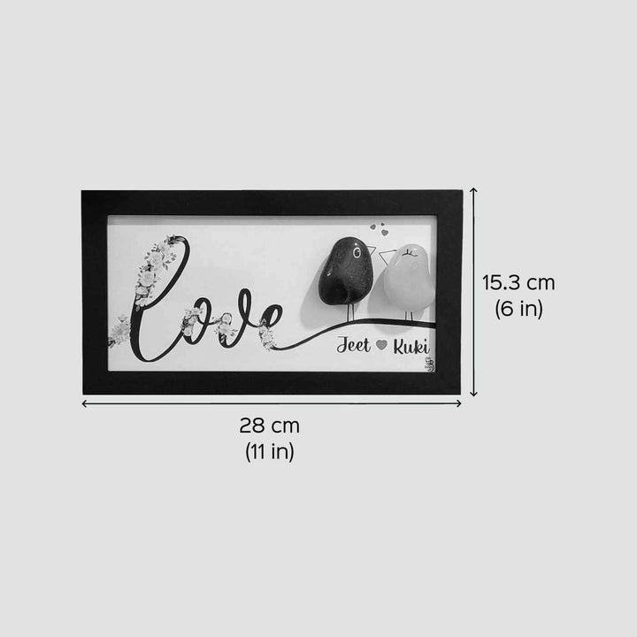 Personalized Pebble Art Love Birds Wooden Decorative Plaque For Couples