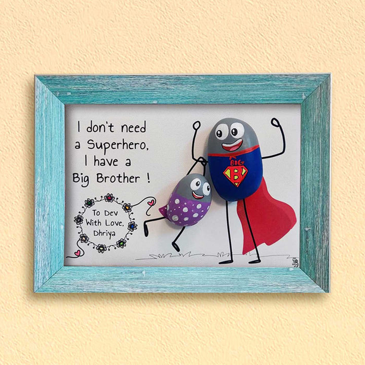 Personalized Pebble Art Superhero Brother Wooden Decorative Plaque