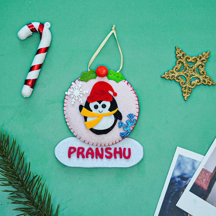 Personalized Penguin Felt Ornament For Christmas Tree Decoration