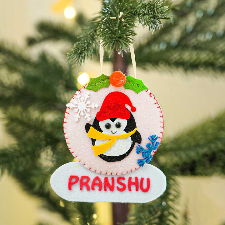 Personalized Penguin Felt Ornament For Christmas Tree Decoration