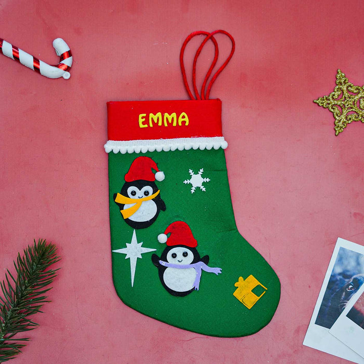 Personalized Penguin Felt Stockings For Christmas Decoration