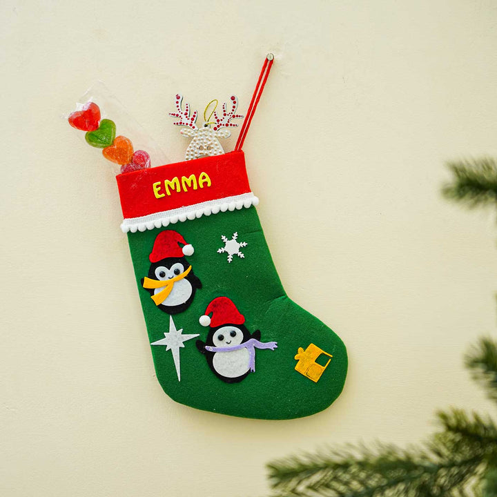 Personalized Penguin Felt Stockings For Christmas Decoration