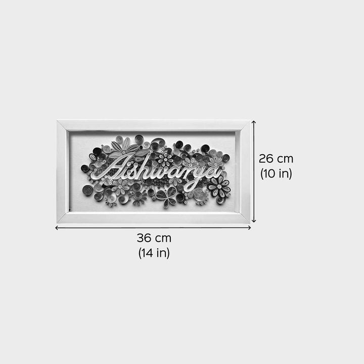 Personalized Quilling Multicolour Floral Theme Framed Name Plate