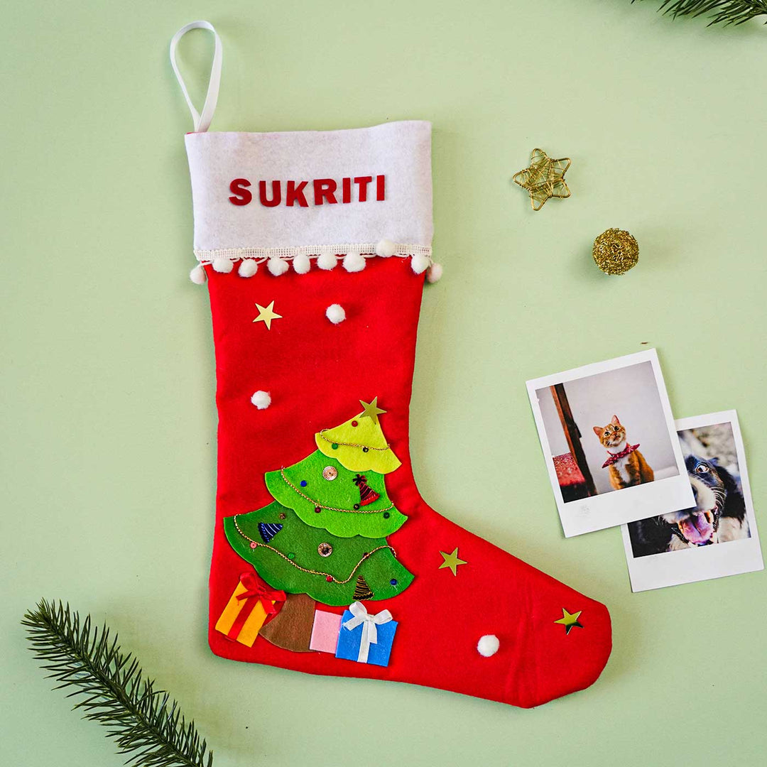 Personalized Felt Tree Christmas Stocking