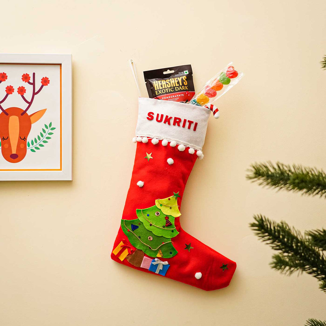 Personalized Felt Tree Christmas Stocking