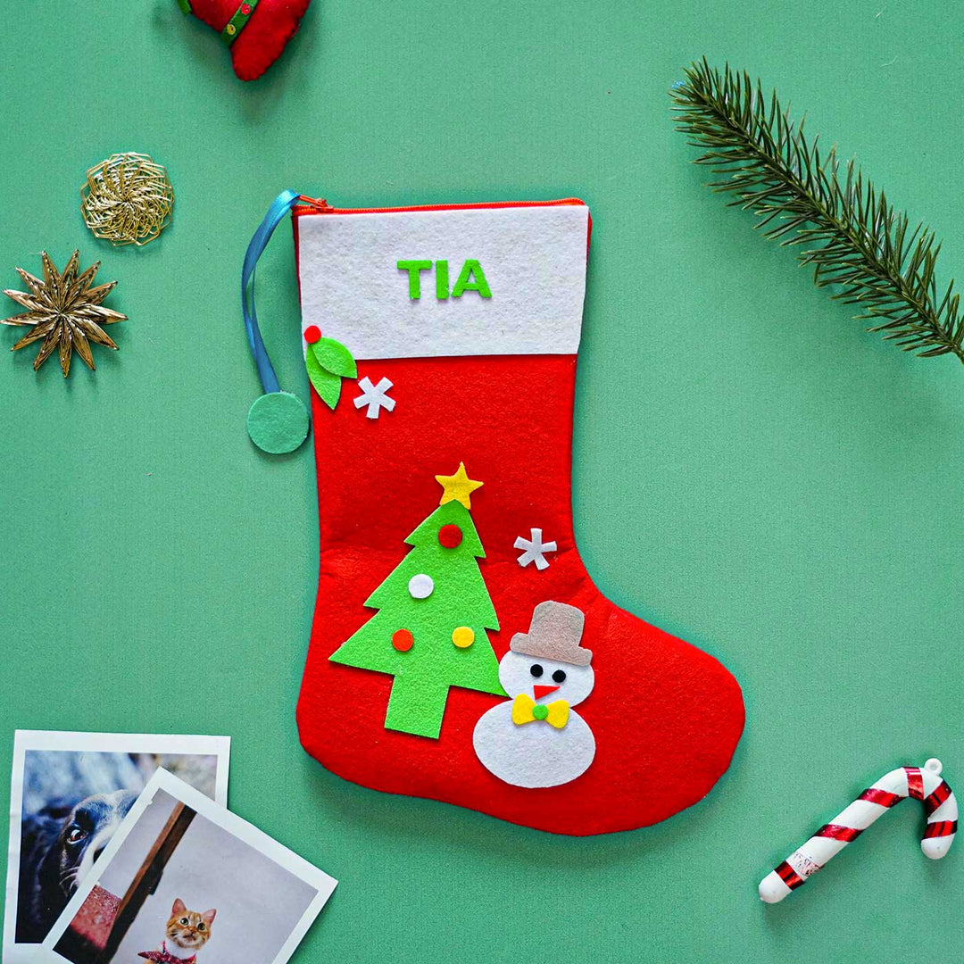 Personalized Green Felt Stockings For Christmas Decoration