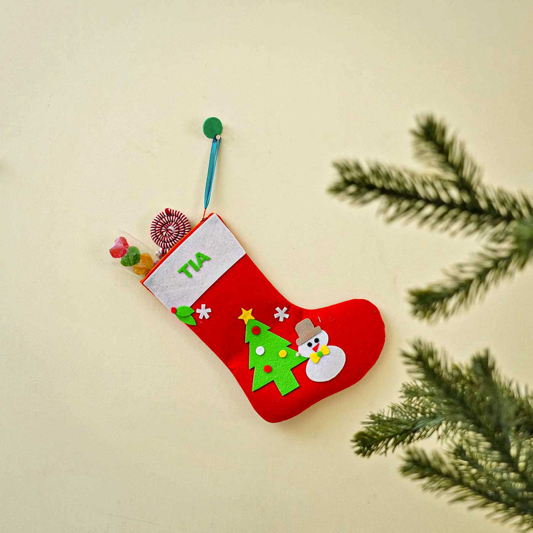 Personalized Green Felt Stockings For Christmas Decoration