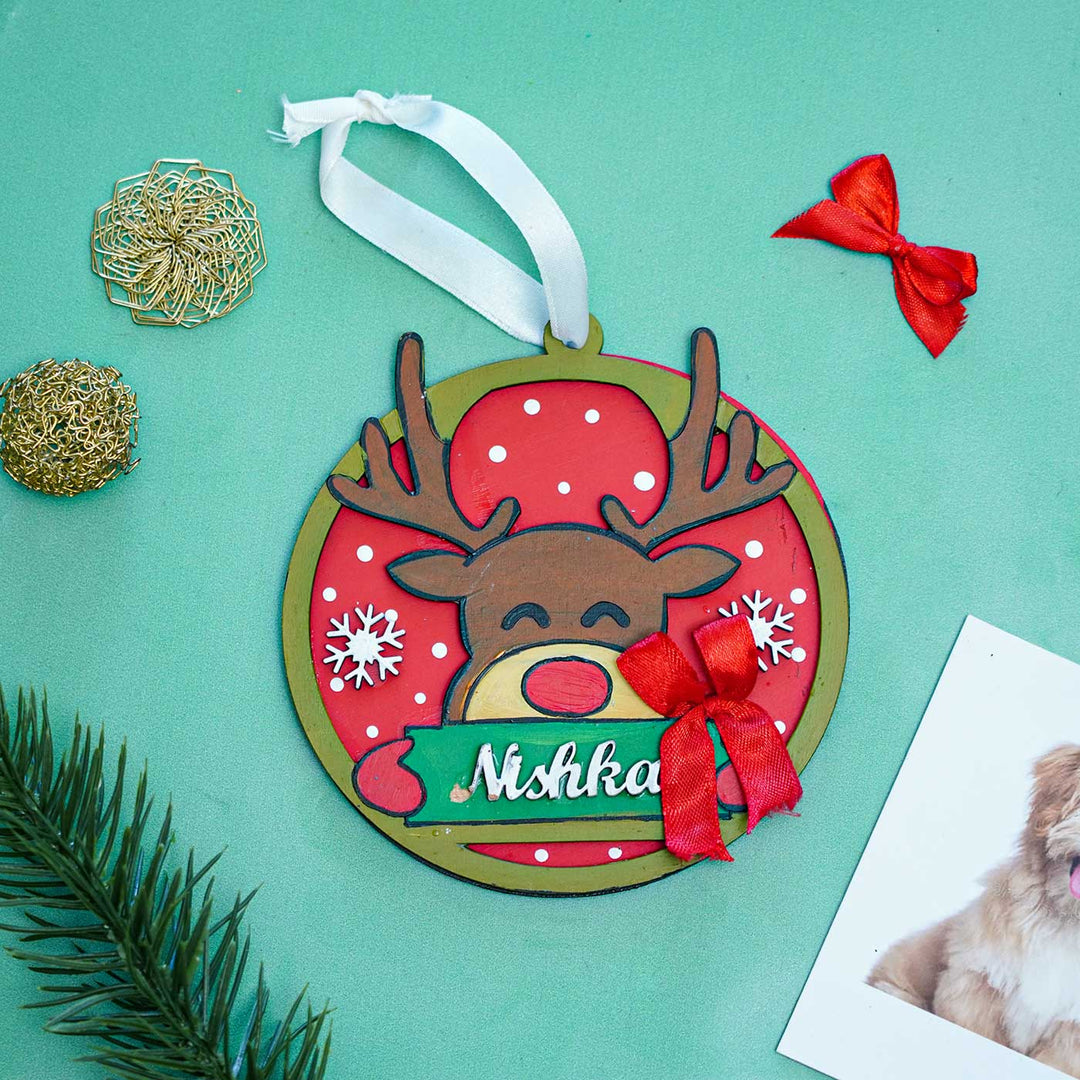 Personalized Reindeer Mdf Wood Ornament For Christmas Tree Decoration