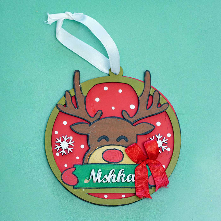 Personalized Reindeer Mdf Wood Ornament For Christmas Tree Decoration