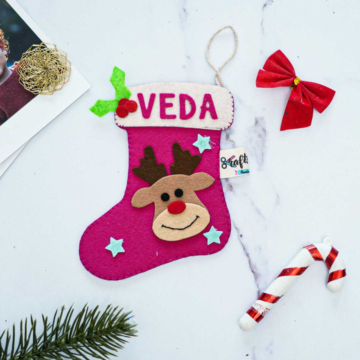 Personalized Reindeer Theme Felt Stockings For Christmas Decoration