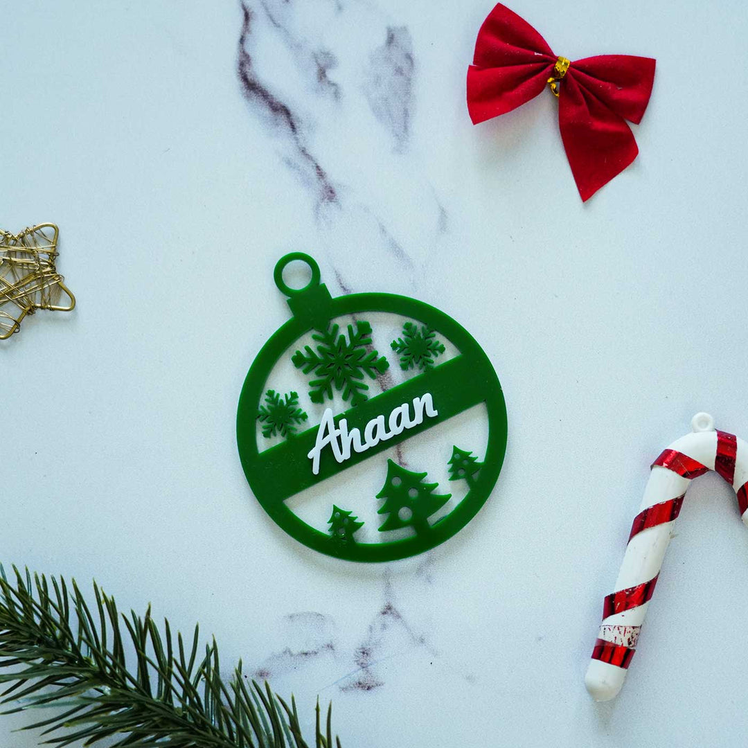 Personalized Round Green Ornament For Christmas Tree Decoration