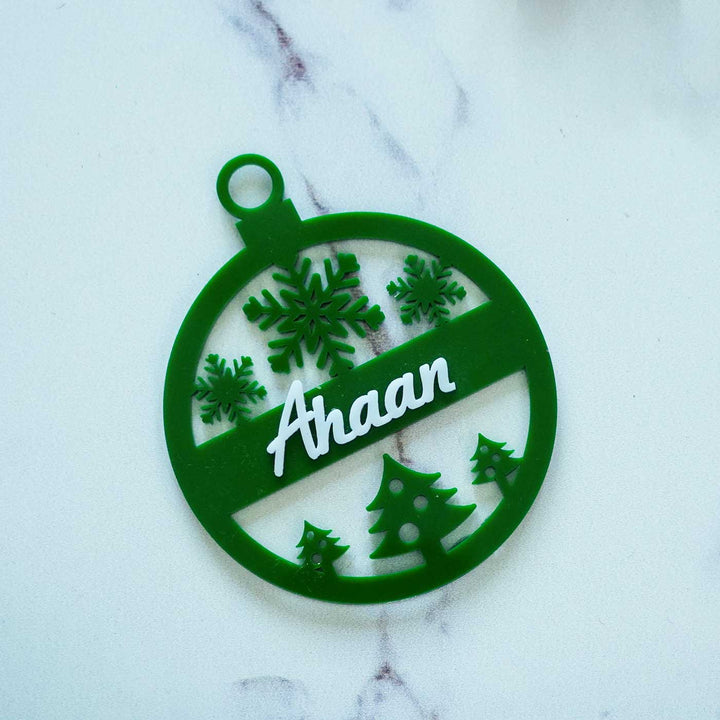 Personalized Round Green Ornament For Christmas Tree Decoration