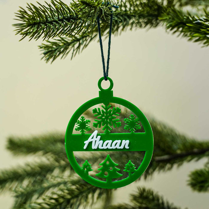 Personalized Round Green Ornament For Christmas Tree Decoration