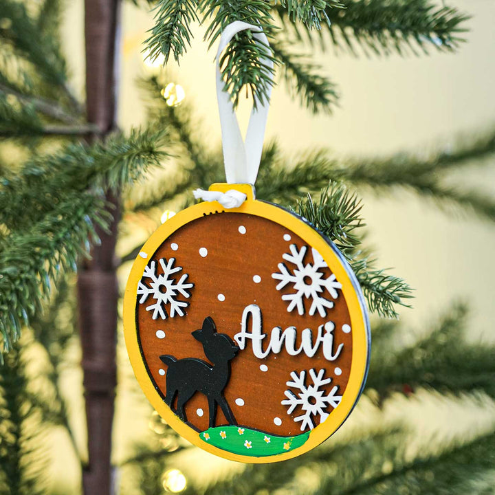 Personalized Assorted Mdf Wood Ornaments For Christmas Tree Decoration | Set Of 4