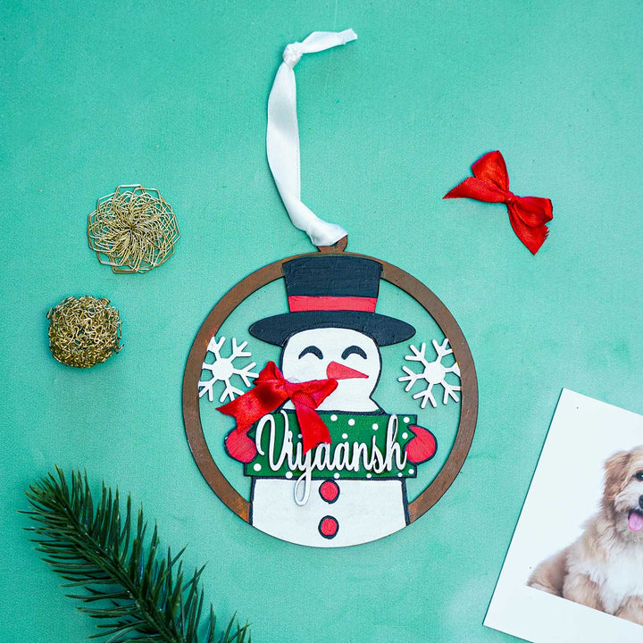 Personalized Snowman Mdf Wood Ornament For Christmas Tree Decoration