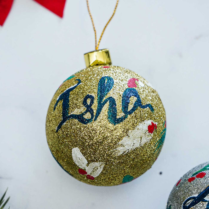 Personalized Sparkle Large  Ball Ornaments For Christmas Tree Decoration | Set Of 4