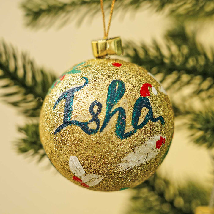 Personalized Sparkle Large  Ball Ornaments For Christmas Tree Decoration | Set Of 4