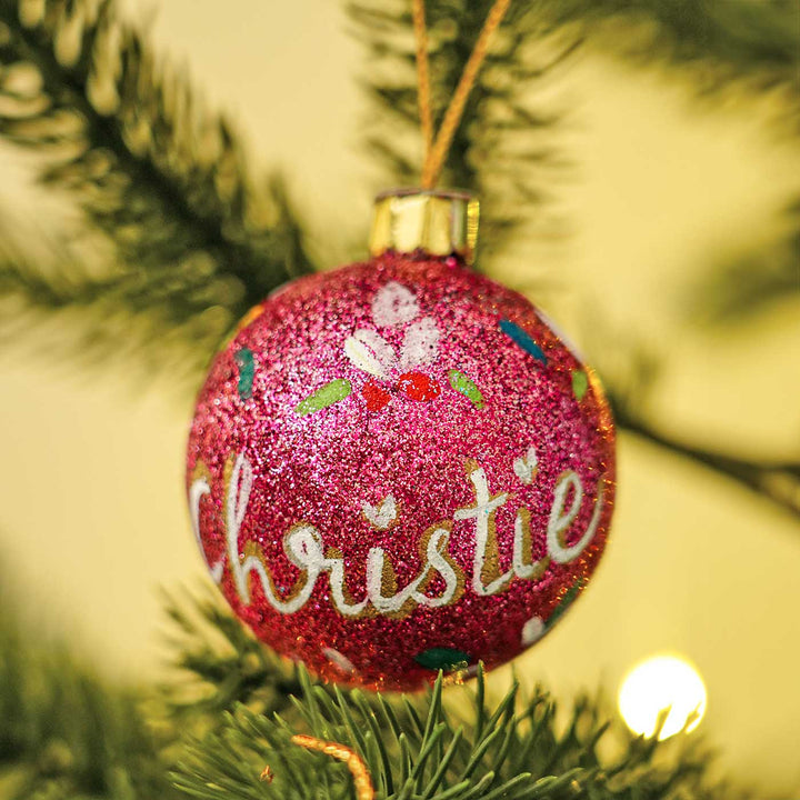 Personalized Sparkle Small Ball Ornaments For Christmas Tree Decoration | Set Of 4