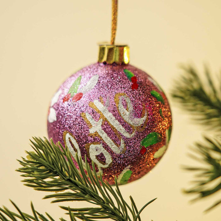 Personalized Sparkle Small Ball Ornaments For Christmas Tree Decoration | Set Of 4