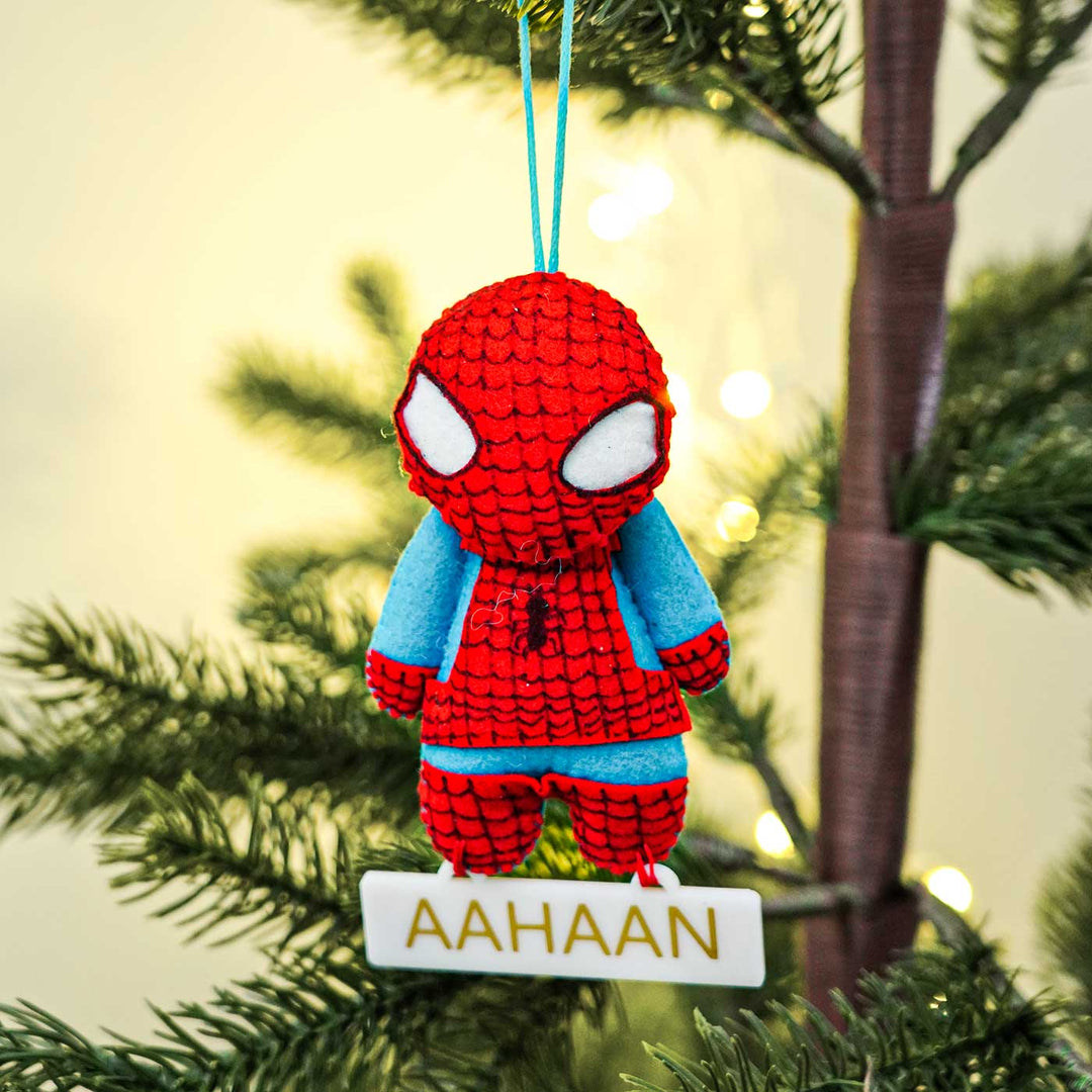 Personalized Spiderman Kids Felt Ornament For Christmas Tree Decoration