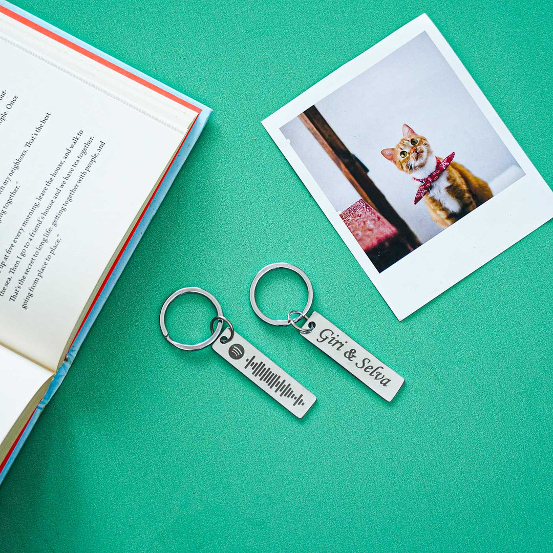 Personalized Stainless Steel Key Chain With Spotify Code