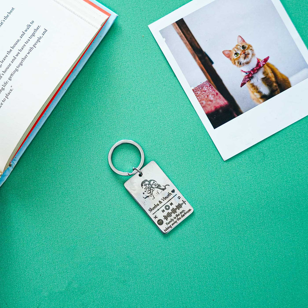 Photo Personalized Stainless Steel Key Chain With Spotify Code