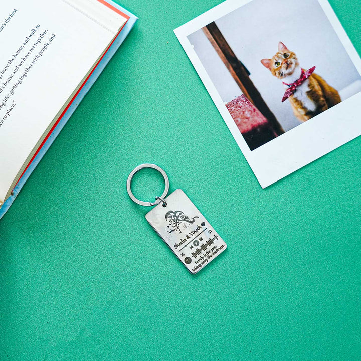 Photo Personalized Stainless Steel Key Chain With Spotify Code