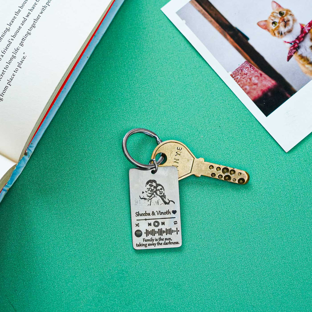 Photo Personalized Stainless Steel Key Chain With Spotify Code