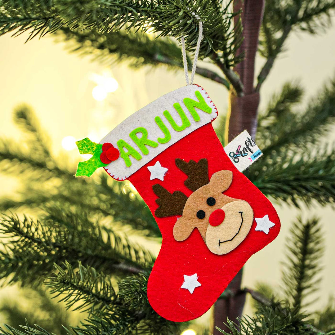 Personalized Stocking Kids Felt Ornament For Christmas Tree Decoration