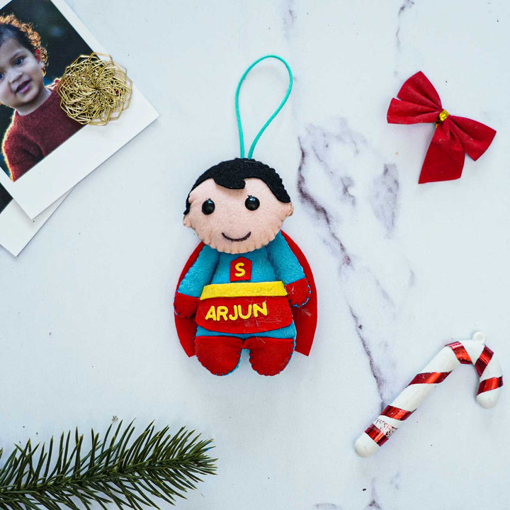 Personalized Superman Kids Felt Ornament For Christmas Tree Decoration