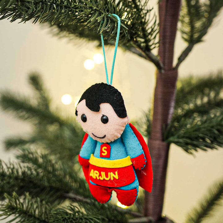 Personalized Superman Kids Felt Ornament For Christmas Tree Decoration