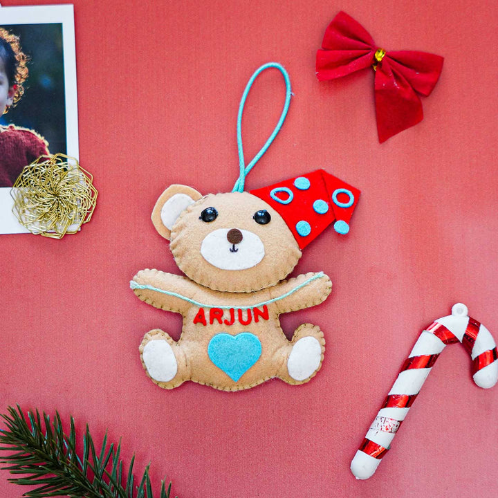 Personalized Teddy Kids Felt Ornament For Christmas Tree Decoration