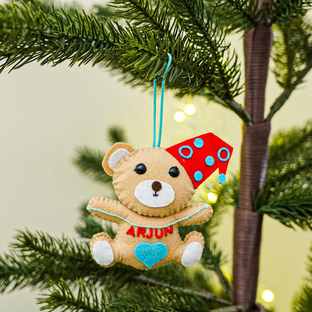 Personalized Teddy Kids Felt Ornament For Christmas Tree Decoration