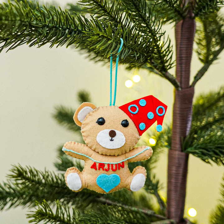 Personalized Teddy Kids Felt Ornament For Christmas Tree Decoration