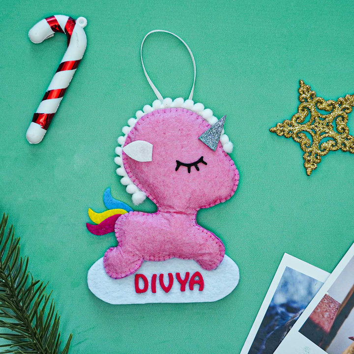 Personalized Unicorn Felt Ornament For Christmas Tree Decoration