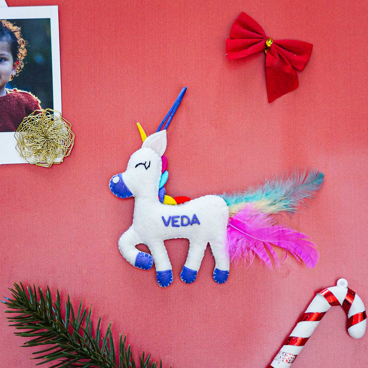 Personalized Unicorn Kids Felt Ornament For Christmas Tree Decoration