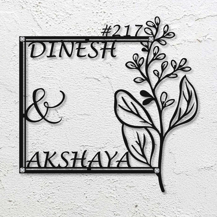 Personalized Laser Cut Floral Theme Steel Name Plate