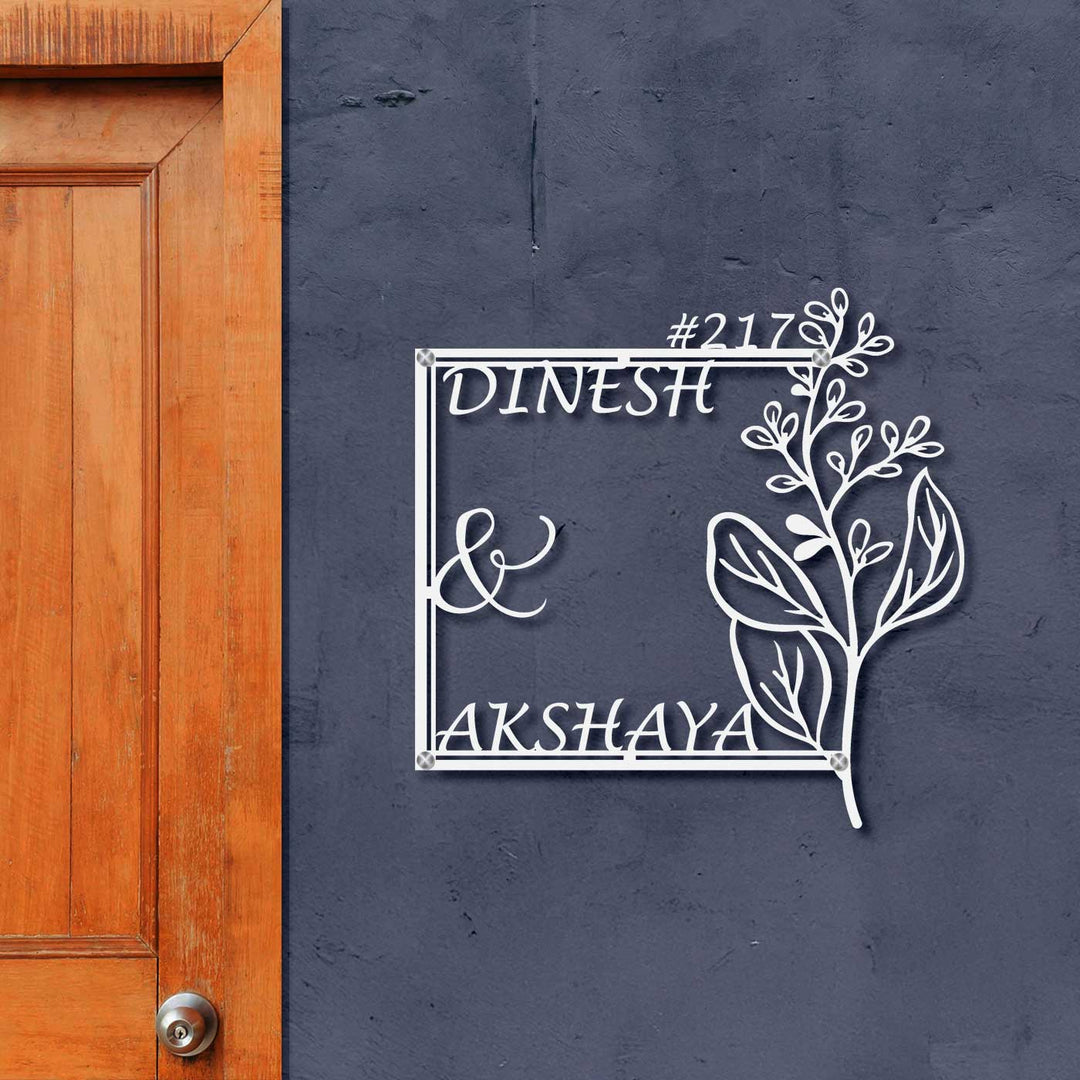 Personalized Laser Cut Floral Theme Steel Name Plate