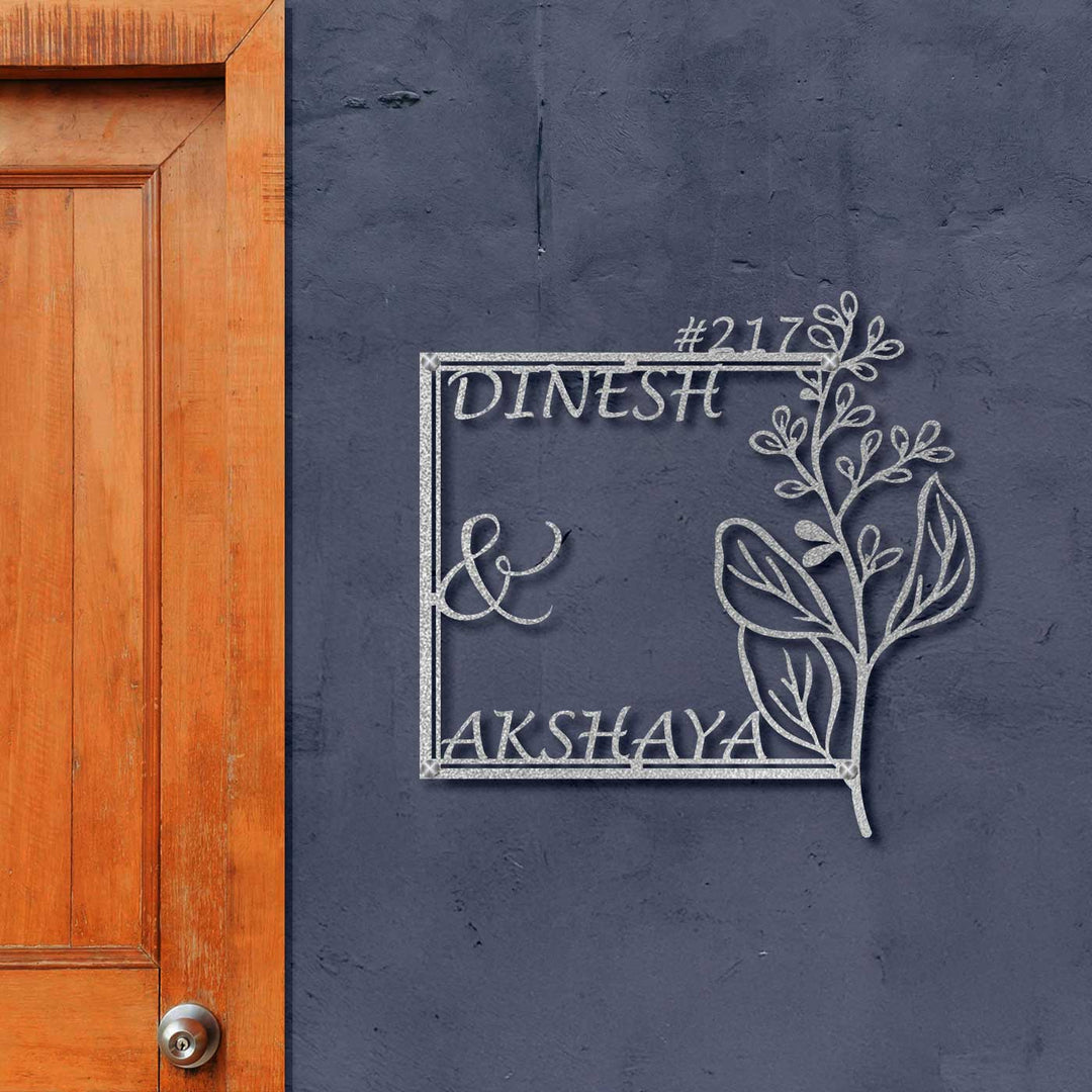 Personalized Laser Cut Floral Theme Steel Name Plate