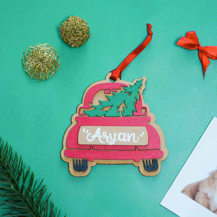 Personalized Car Mdf Wood Ornament For Christmas Tree Decoration